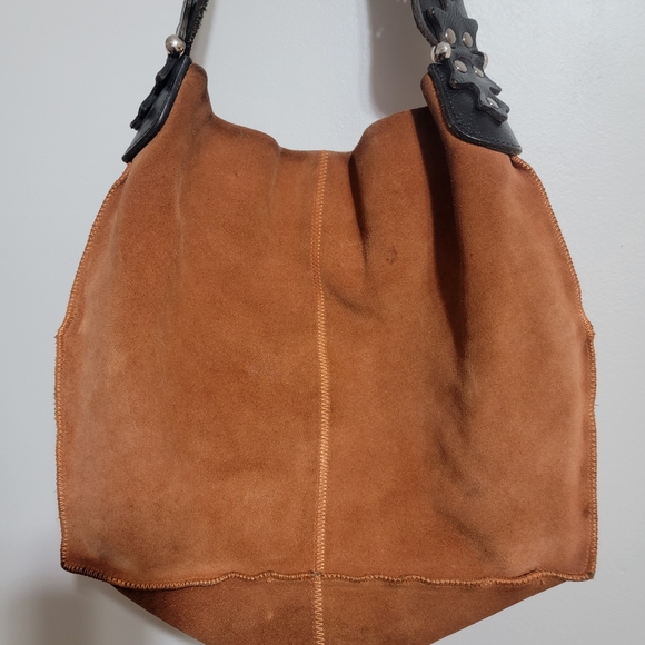 Wilson's Leather Y2K Burnt Orange Boho Shoulder Bag Purse Embelished Strap - Picture 12 of 12